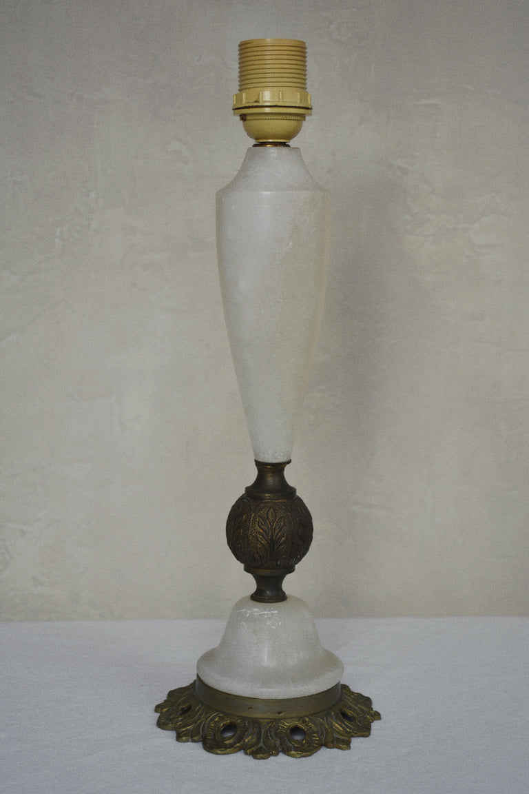 ALABASTER AND BRASS TABLE LAMP