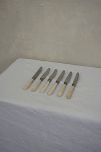 1920S SET OF SEVEN FRUIT KNIVES IN A LARGE SHELL HOLDER