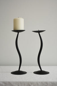 PAIR OF WAVY IRON CANDLE HOLDERS